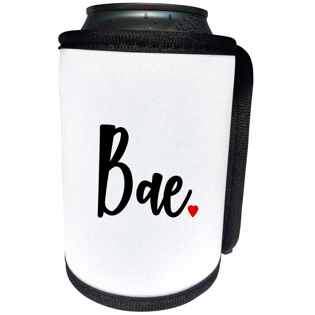 3dRose Janna Salak Designs Text Art - Bae - Can Cooler Bottle Wrap (cc_266113)