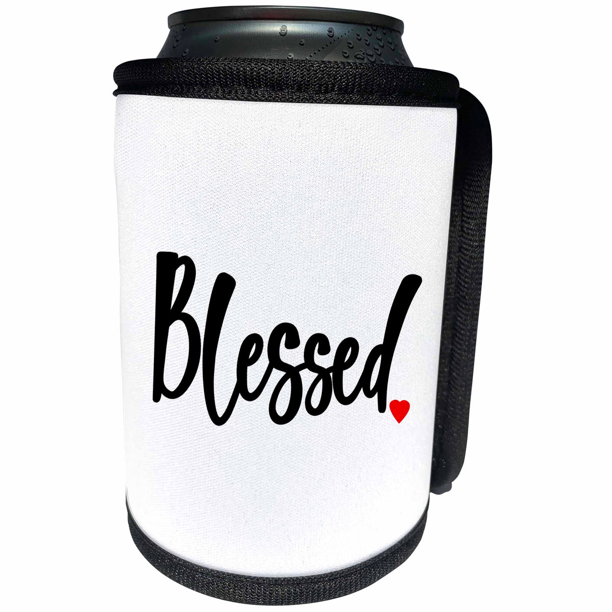 3dRose Janna Salak Designs Text Art - Blessed - Can Cooler Bottle Wrap (cc_266115)