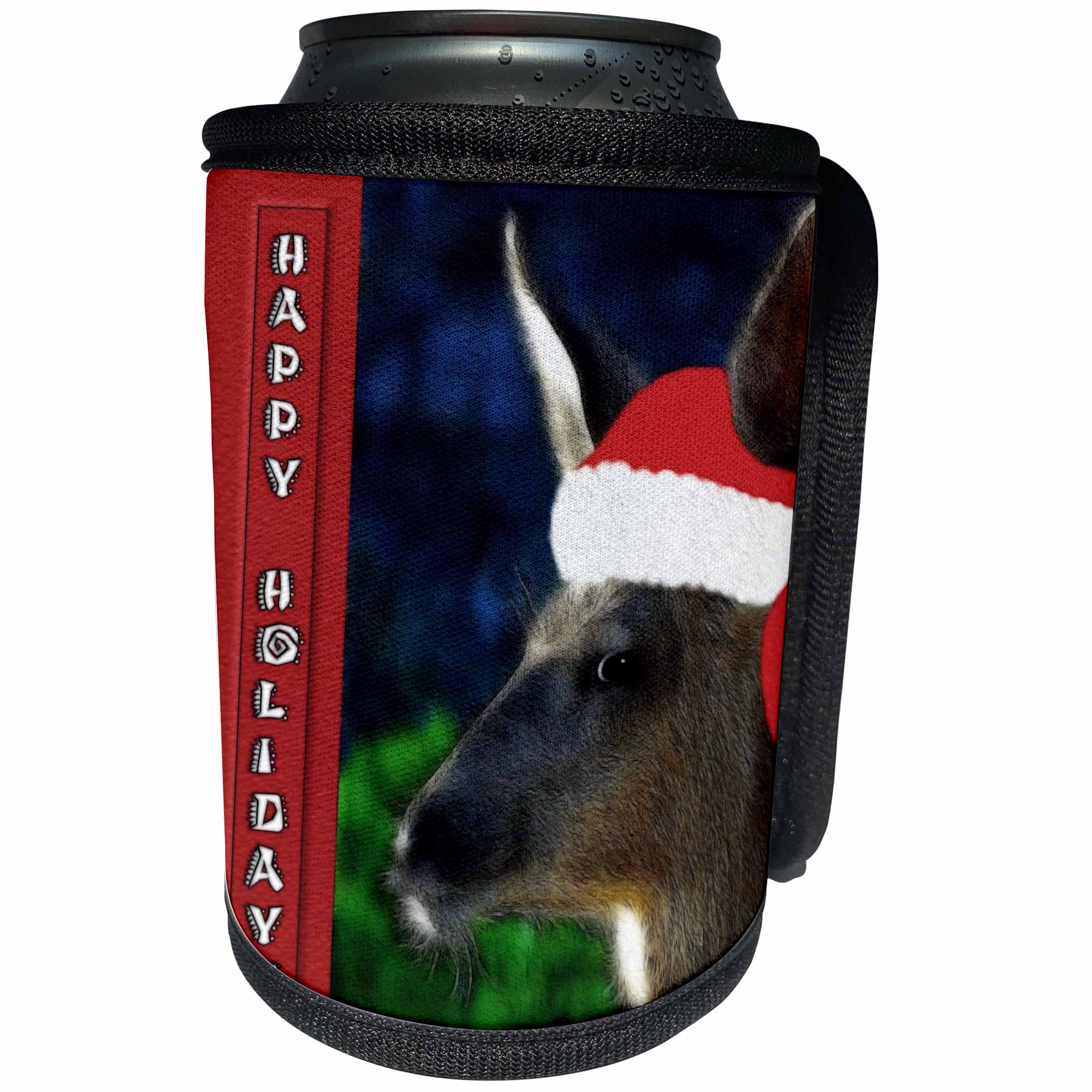3dRose SmudgeArt All Things Christmas - Deer In A Santa Hat - Can Cooler Bottle Wrap (cc_26613)