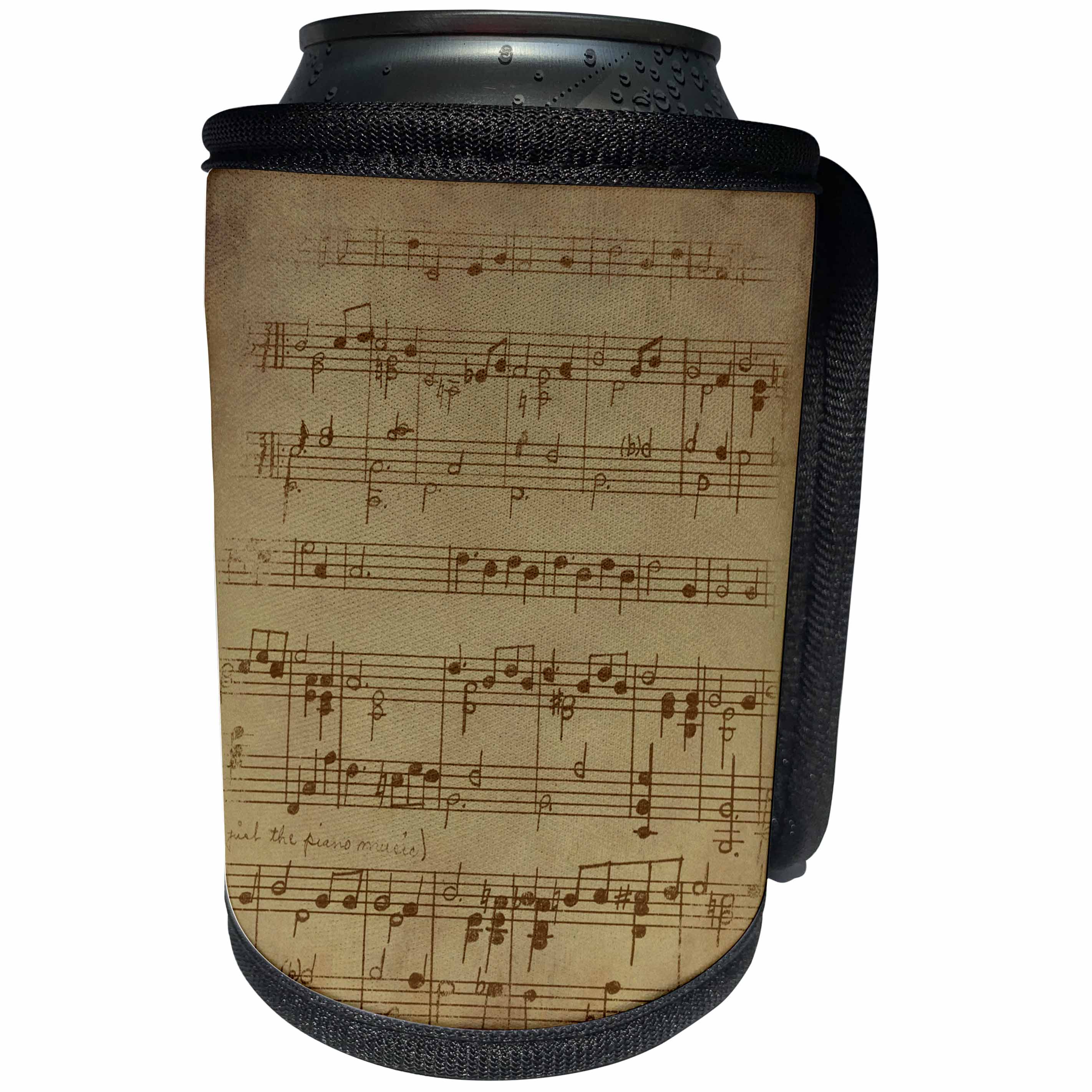 3dRose Sven Herkenrath Music - Vintage Music Sheet Grunge Paper Background - Can Cooler Bottle Wrap (cc_266144)