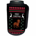 3dRose Sven Herkenrath Christmas - Dachshund Dog with Xmas Deer and Merry Christmas Snowflake - Can Cooler Bottle Wrap (cc_266161)