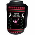 3dRose Sven Herkenrath Christmas - Flamingo Fantasy Bird with Xmas Deer Christmas Style - Can Cooler Bottle Wrap (cc_266167)