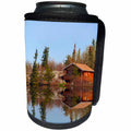 3dRose SmudgeArt Photography Art Designs - Rustic Cabin Reflections - Can Cooler Bottle Wrap (cc_26617)