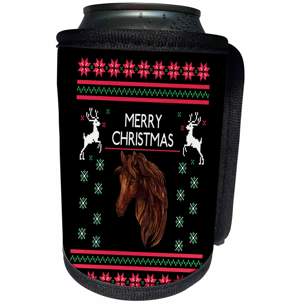 3dRose Sven Herkenrath Christmas - Horse Riding Sport Game with Xmas Merry Christmas Season - Can Cooler Bottle Wrap (cc_266180)