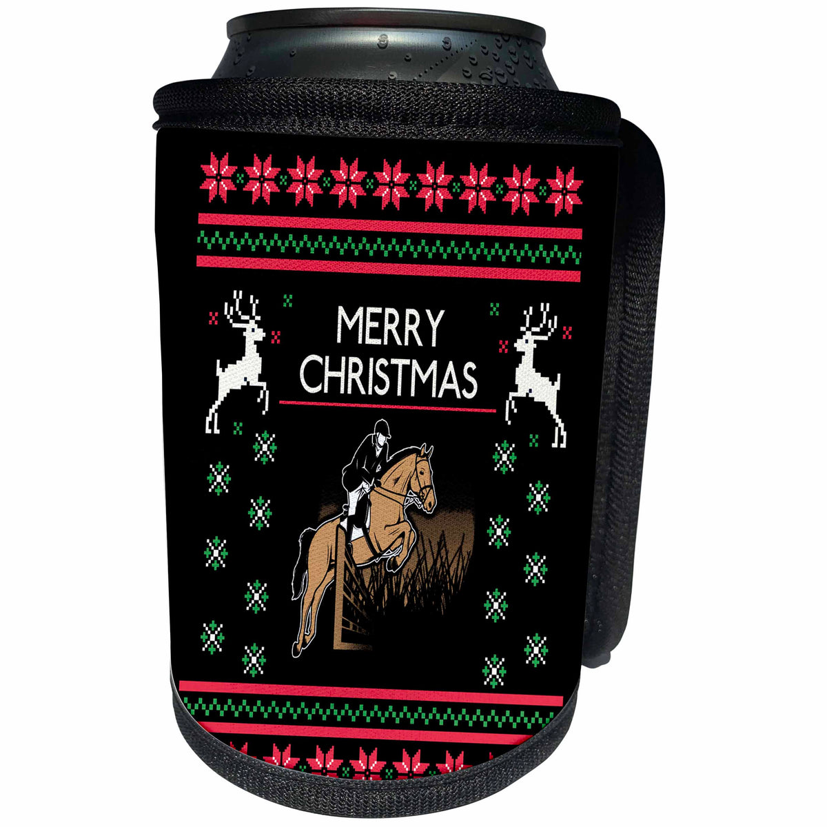3dRose Sven Herkenrath Christmas - Horse Riding Sport Game with Xmas Merry Christmas Season - Can Cooler Bottle Wrap (cc_266182)