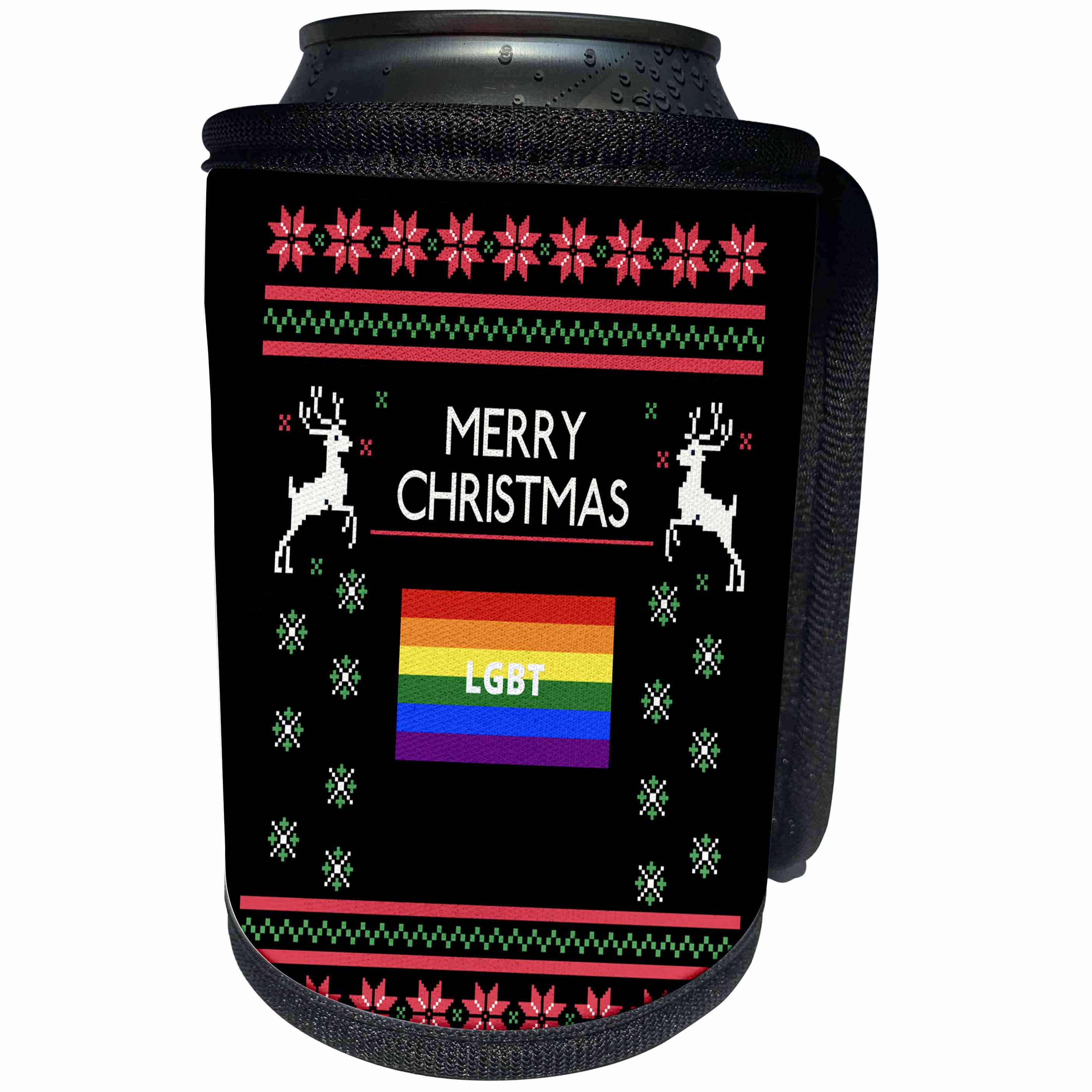 3dRose Sven Herkenrath LGBT - LGTB Gay Lesbian with Merry Christmas - Can Cooler Bottle Wrap (cc_266200)