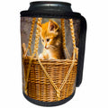 3dRose Sven Herkenrath Animal - Funny Red Cat Pet Kitten Sitting in the Basket - Can Cooler Bottle Wrap (cc_266204)