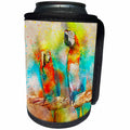 3dRose Sven Herkenrath Watercolor - Watercolor Parrot Birds in the Free Wildlife Nature - Can Cooler Bottle Wrap (cc_266214)