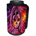 3dRose Sven Herkenrath Skull - Woman Skull in Pink and Purple Style Halloween Horror - Can Cooler Bottle Wrap (cc_266217)