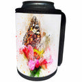 3dRose Sven Herkenrath Watercolor - Watercolor Lilium Flower with Butterfly on the Front - Can Cooler Bottle Wrap (cc_266219)