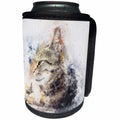 3dRose Sven Herkenrath Animal - Watercolor Cat Pet Kitten Animal Friend Funny - Can Cooler Bottle Wrap (cc_266221)