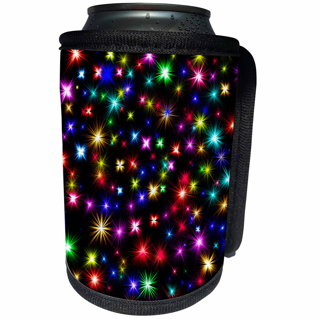 3dRose Sven Herkenrath Abstract - Pattern Design of Colorful Stars Fantasy Style - Can Cooler Bottle Wrap (cc_266230)