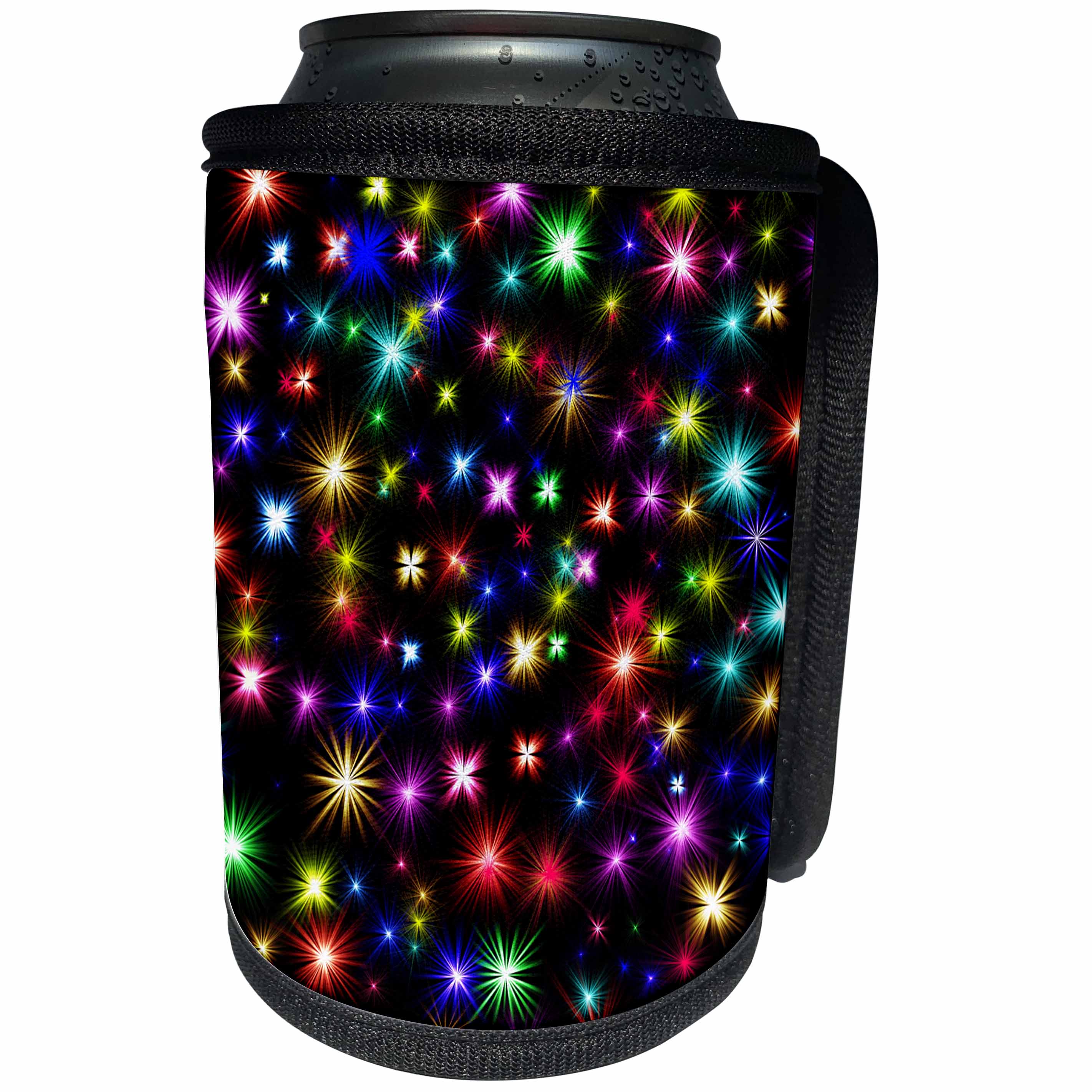 3dRose Sven Herkenrath Abstract - Pattern Design of Colorful Stars Fantasy Style - Can Cooler Bottle Wrap (cc_266230)