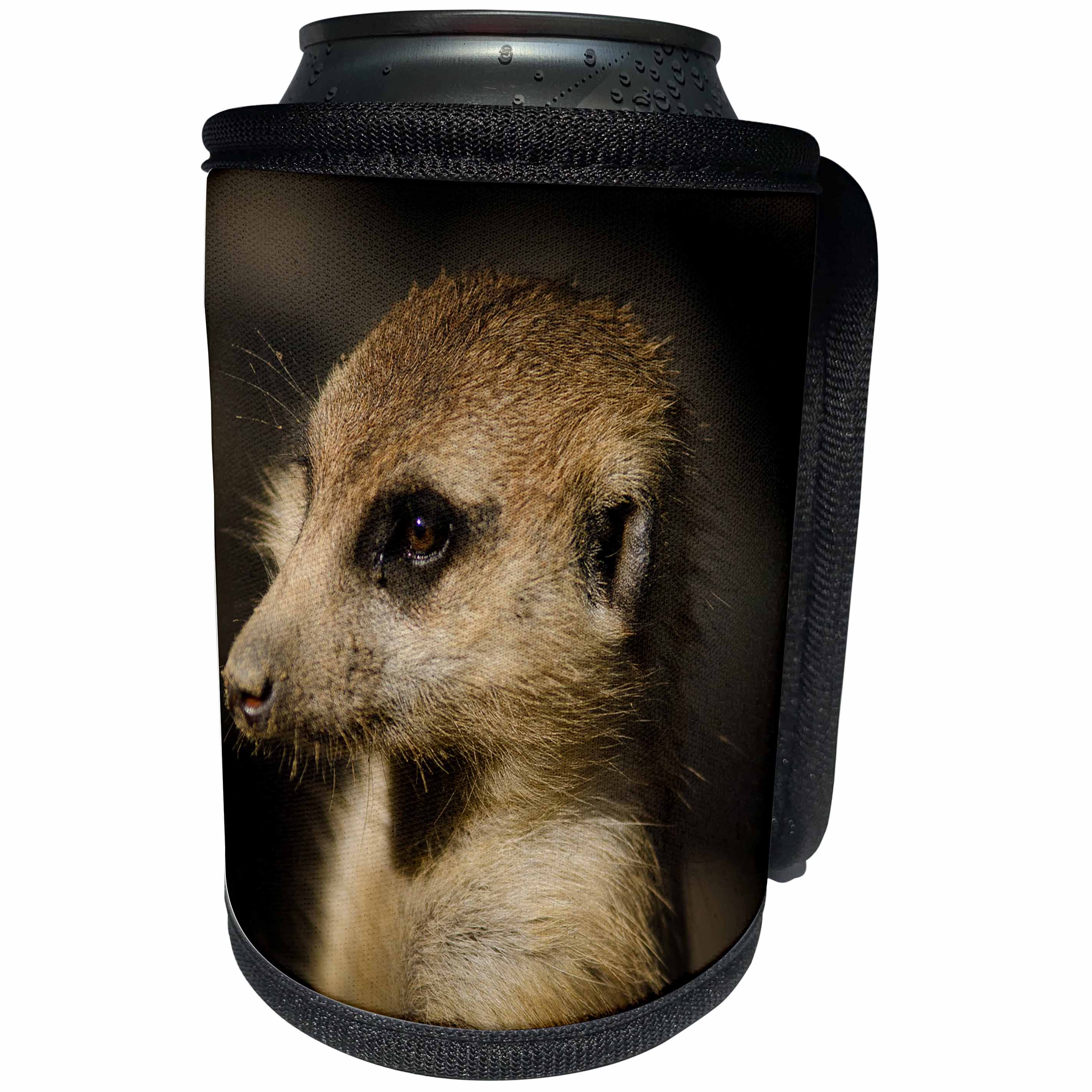 3dRose Sven Herkenrath Animal - Closeup Portrait of Meerkat African Animal Wildlife Nature - Can Cooler Bottle Wrap (cc_266244)