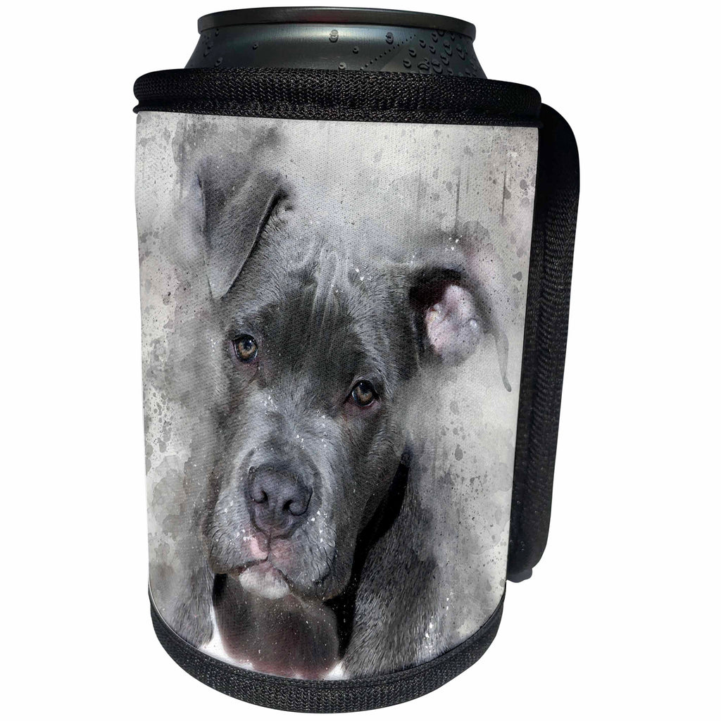 3dRose Sven Herkenrath Animal - Pitbull Dog Pet Animal Graphic Lovers - Can Cooler Bottle Wrap (cc_266247)