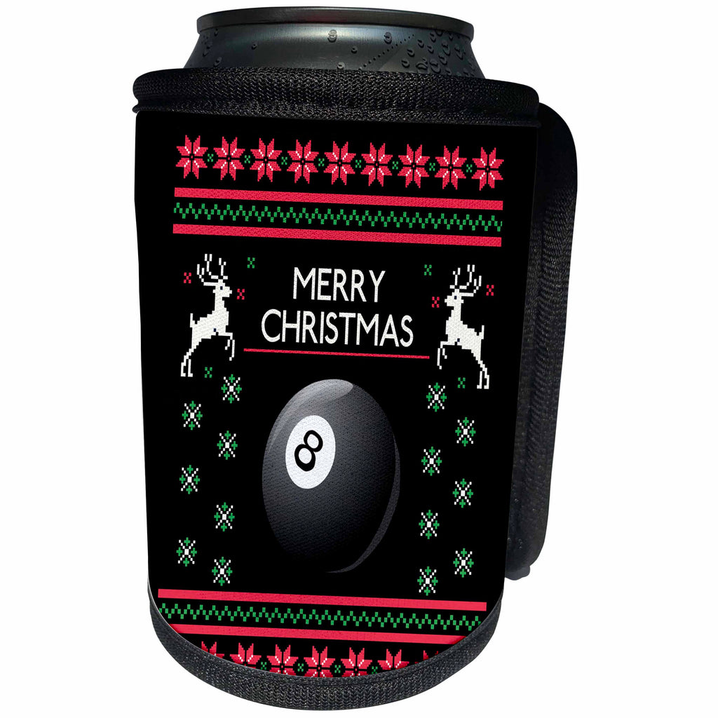 3dRose Sven Herkenrath Sport - Billiard Pool Game Play Xmas Merry Christmas - Can Cooler Bottle Wrap (cc_266261)