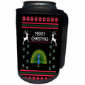 3dRose Sven Herkenrath Animal - Peacock Peafowl with Xmas Merry Christmas Quotes - Can Cooler Bottle Wrap (cc_266270)