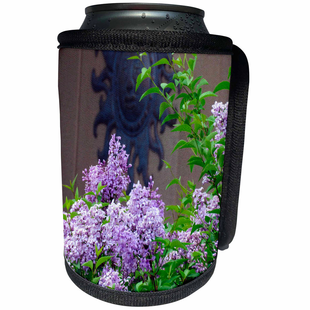3dRose Jos Fauxtographee- Lilacs - Beautiful Lilacs in a Yard with a Sunray Backdrop - Can Cooler Bottle Wrap (cc_266278)