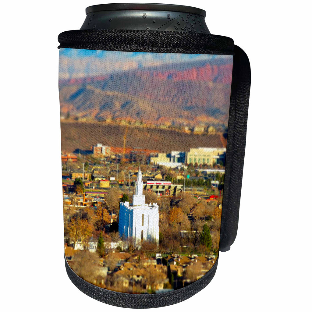 3dRose Jos Fauxtographee- Temple Miniature - The St. George LDS Temple in a miniature look - Can Cooler Bottle Wrap (cc_266284)