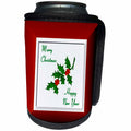 3dRose SmudgeArt All Things Christmas - Christmas Holly Merry Christmas Happy New Year - Can Cooler Bottle Wrap (cc_26630)