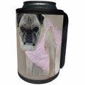3dRose Jos Fauxtographee- Pug in a Pink Sweater - An ugly yet cute pug doggie on a tan couch in a pink sweater - Can Cooler Bottle Wrap (cc_266304)