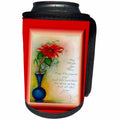3dRose SmudgeArt All Things Christmas - Christmas Poinsettia And Verse - Can Cooler Bottle Wrap (cc_26631)