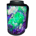 3dRose Jos Fauxtographee- Accented Edges Floral - Green and purple with white roses in a bunch - Can Cooler Bottle Wrap (cc_266319)