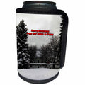 3dRose Jos Fauxtographee- Merry Christmas Winter Scene - Merry Christmas from our house to yours in snow - Can Cooler Bottle Wrap (cc_266323)