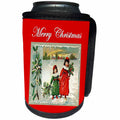 3dRose SmudgeArt All Things Christmas - Holly Girls Snow Merry Christmas - Can Cooler Bottle Wrap (cc_26635)
