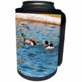 3dRose Jos Fauxtographee- Ducks on a Pond - Ducks on a pond swimming excitedly - Can Cooler Bottle Wrap (cc_266355)