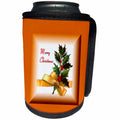 3dRose SmudgeArt All Things Christmas - Holly Leaves Bow Merry Christmas - Can Cooler Bottle Wrap (cc_26637)