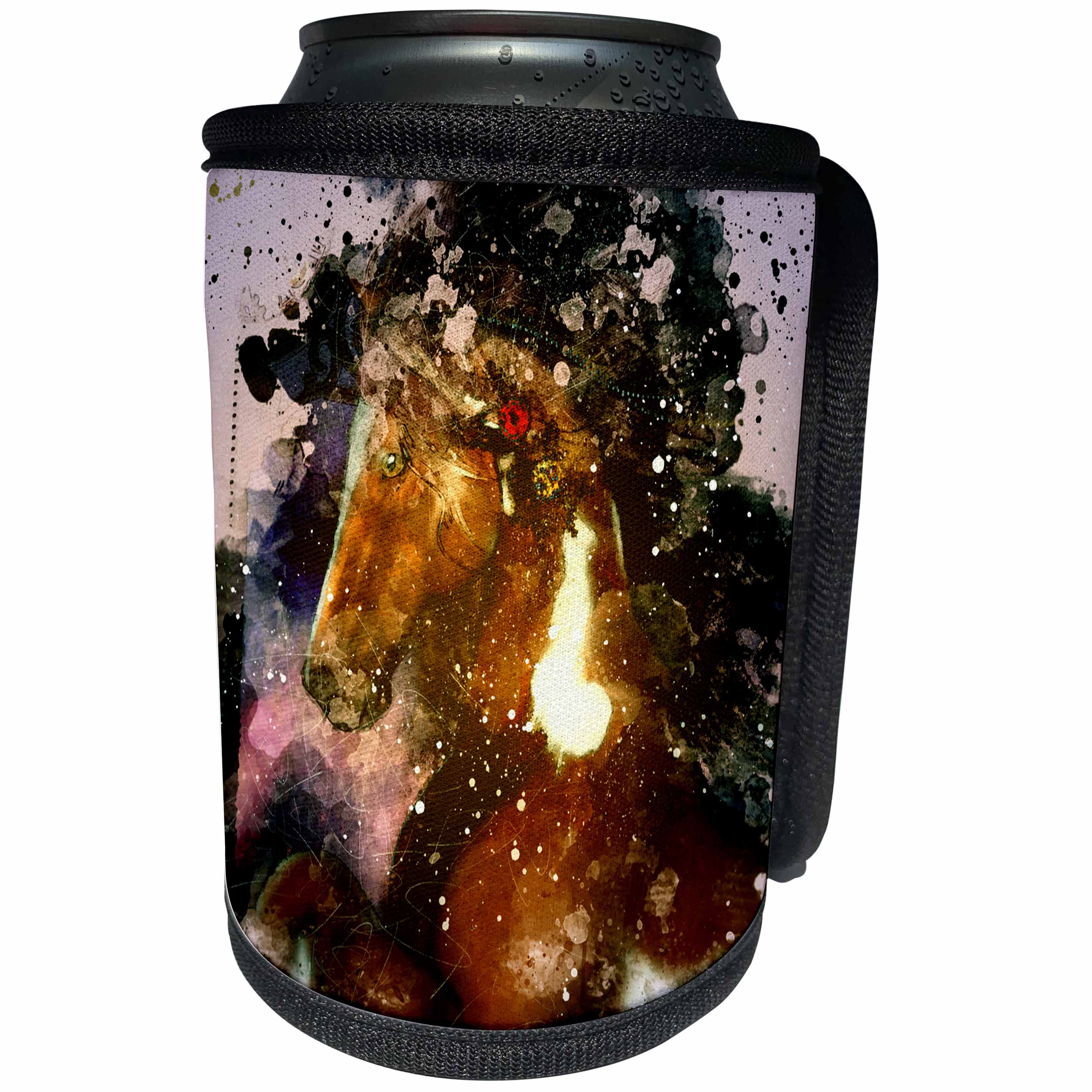 3dRose Heike Köhnen Design Animal Horse - Wonderful horse in watercolor - Can Cooler Bottle Wrap (cc_266373)