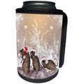 3dRose Heike Köhnen Design Holiday Christmas - Funny Christmas rats with Christmas hat - Can Cooler Bottle Wrap (cc_266377)