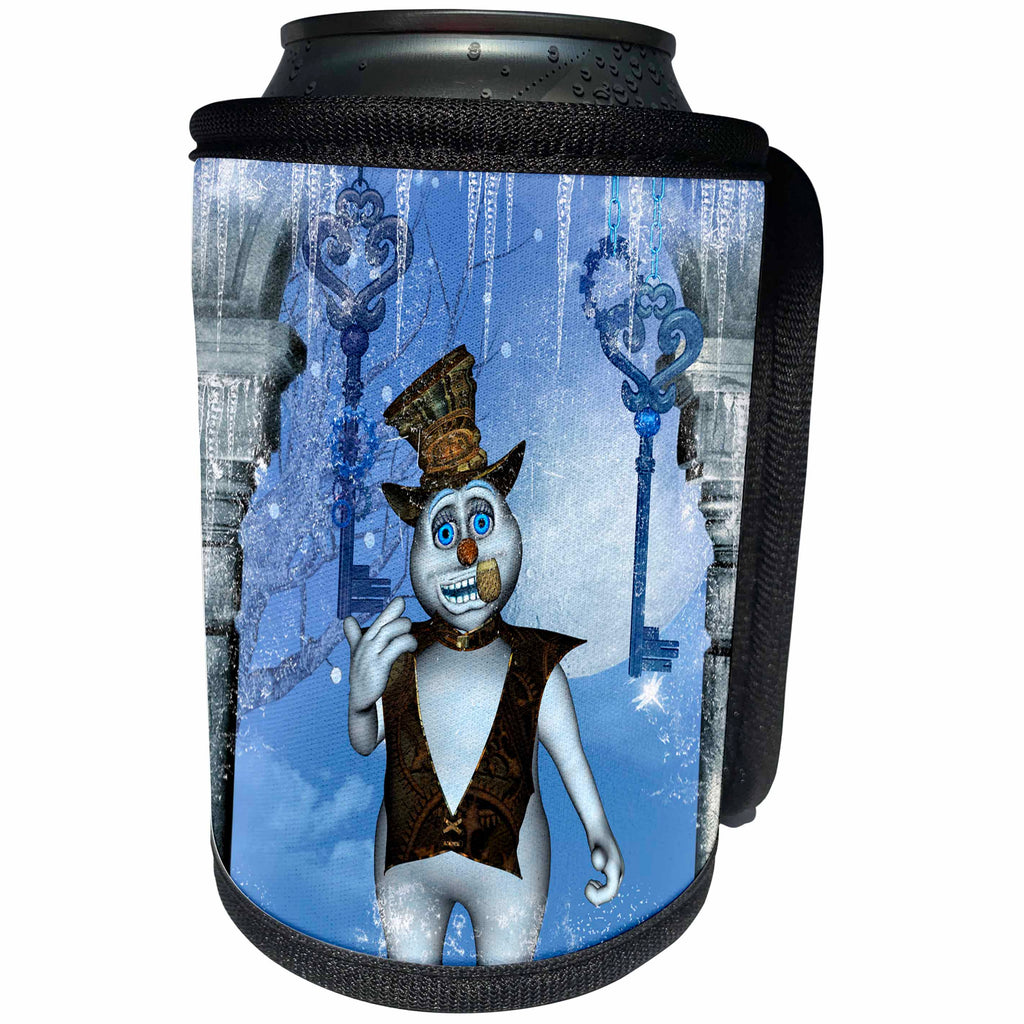 3dRose Heike Köhnen Design Holiday Christmas - Funny steampunk snowman - Can Cooler Bottle Wrap (cc_266380)