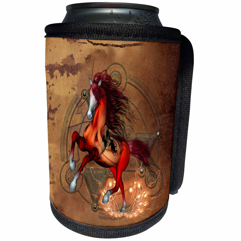 3dRose Heike Köhnen Design Animal Horse - Awesome horse with creepy skull - Can Cooler Bottle Wrap (cc_266382)