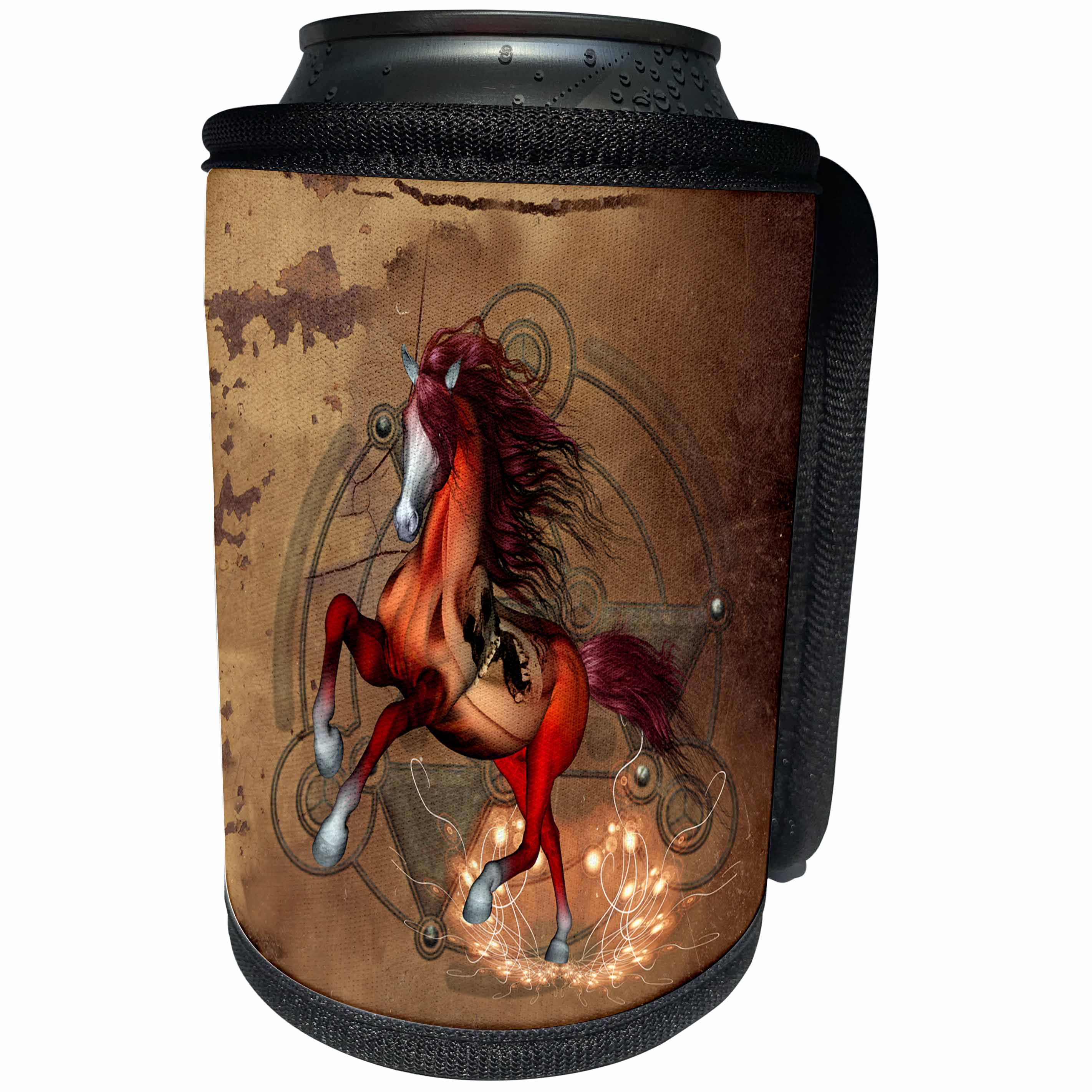 3dRose Heike Köhnen Design Animal Horse - Awesome horse with creepy skull - Can Cooler Bottle Wrap (cc_266382)