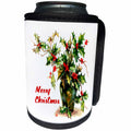 3dRose SmudgeArt All Things Christmas - Holly Leaves Merry Christmas - Can Cooler Bottle Wrap (cc_26639)