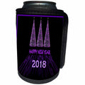3dRose New Year Designs - Image of Formal Purple and Black 2018 Christmas Trees - Can Cooler Bottle Wrap (cc_266392)