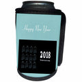3dRose New Year Designs - Image of Happy New Year With Aqua and Black 2018 Calendar - Can Cooler Bottle Wrap (cc_266395)