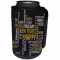 3dRose New Year Designs - Image of Black White Gold Collage Of Words For New Year - Can Cooler Bottle Wrap (cc_266412)