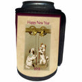 3dRose New Year Designs - Image of two Vintage Style Doggies Ring In New Year 2018 - Can Cooler Bottle Wrap (cc_266419)