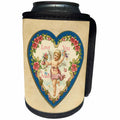 3dRose Valentine Designs - Image of Antique Love You More In Heart - Can Cooler Bottle Wrap (cc_266425)