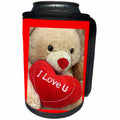 3dRose Valentine Designs - Image of Teddy Bear Says I Love You With Heart In Mouth - Can Cooler Bottle Wrap (cc_266435)