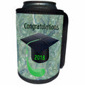 3dRose Graduation - Image of Congratulations Black Cap Green Tassel On Damask - Can Cooler Bottle Wrap (cc_266446)