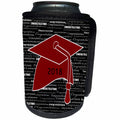 3dRose Graduation - Image of Congratulations Red Cap and Tassel On Black Message - Can Cooler Bottle Wrap (cc_266453)