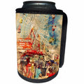 3dRose TDSwhite – Watercolor Style Design - County Fair Day Midway Rides Food Booth Watercolor Style Picture - Can Cooler Bottle Wrap (cc_266459)