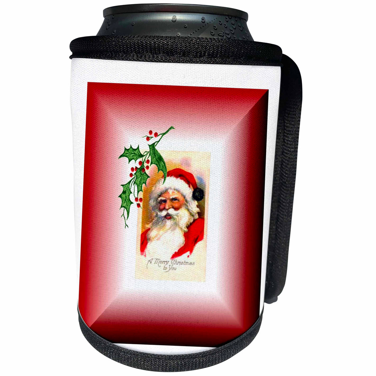 3dRose SmudgeArt All Things Christmas - Santa Merry Christmas - Can Cooler Bottle Wrap (cc_26646)