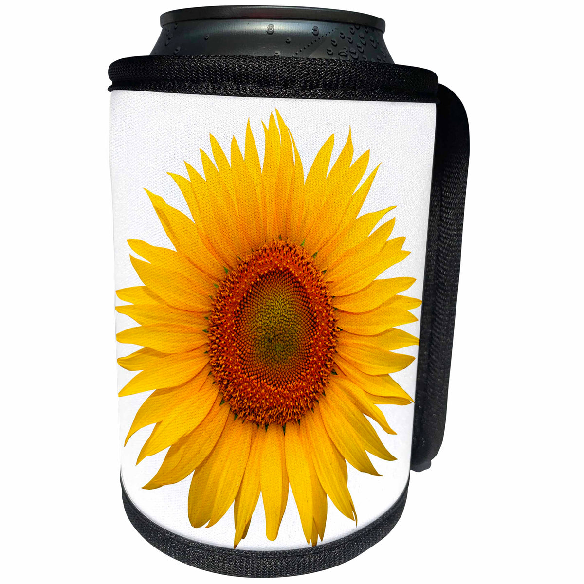 3dRose TDSwhite – Photography - Yellow Sunflower Full Bloom Beautiful Vibrant Floral Photo - Can Cooler Bottle Wrap (cc_266463)