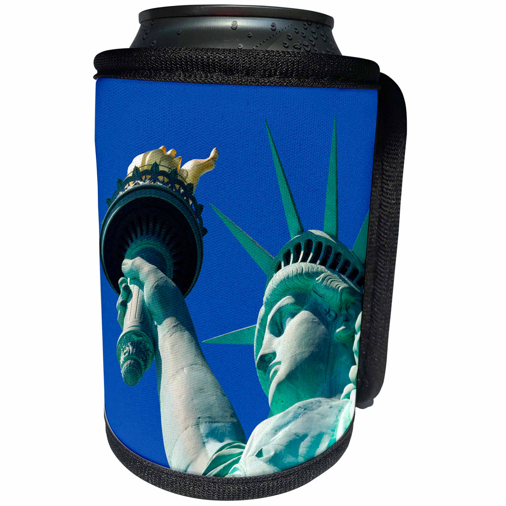 3dRose TDSwhite – Photography - Statue of Liberty Holds Torch High New York City Landmark Photo - Can Cooler Bottle Wrap (cc_266465)