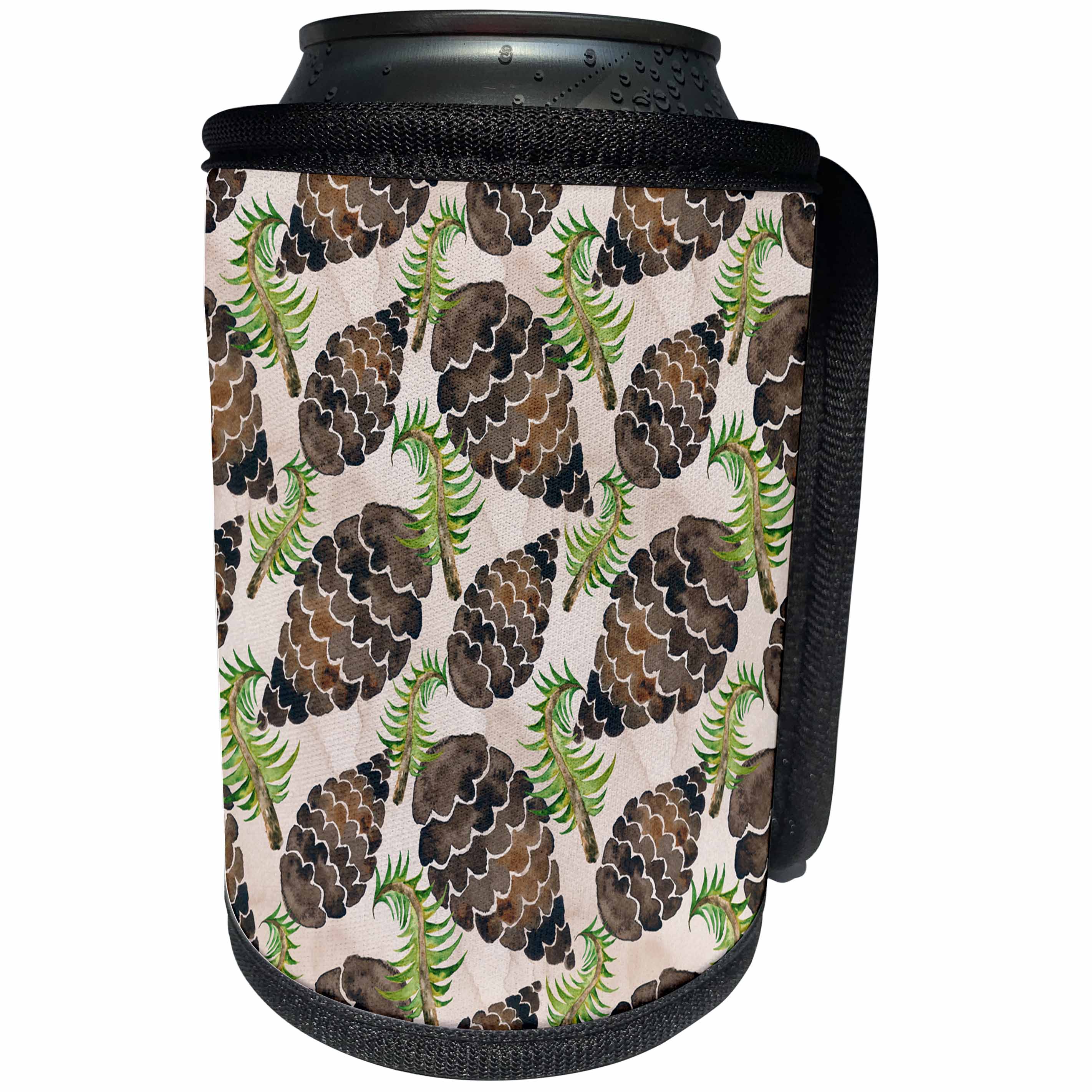 3dRose Anne Marie Baugh - Christmas - Cute Watercolor Pinecones Pattern - Can Cooler Bottle Wrap (cc_266582)